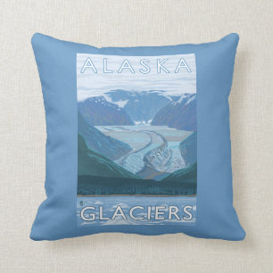 Cojín Decorativo Viaje del vintage de la escena del glaciar de