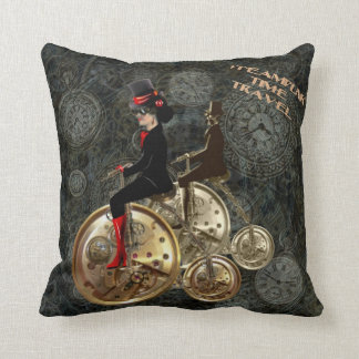 Cojín Decorativo Viaje en horario Steampunk, marcha en horario fijo