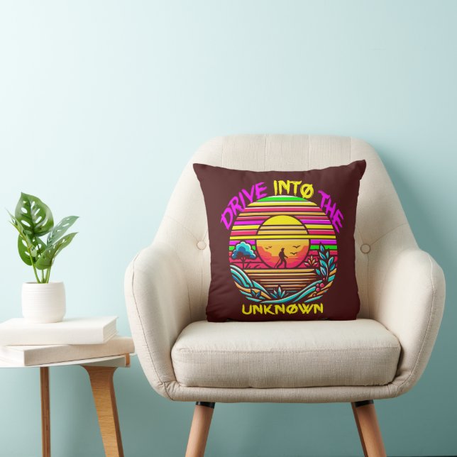 Cojín Decorativo Viaje enigmático: Exploración Retro Sunset (Silla)