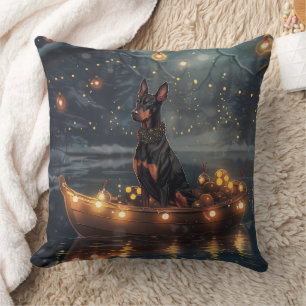 Cojín Decorativo Viaje Festivo de Navidad de Doberman
