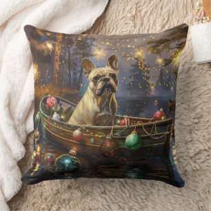 Cojín Decorativo Viaje Festivo de Navidad del Bulldog Francés