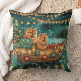 Cojín Decorativo Viaje Festivo de Navidad del Chow Chow