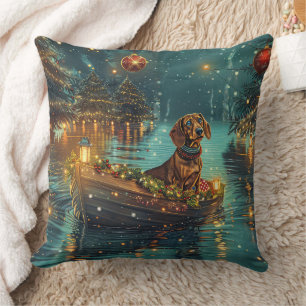 Cojín Decorativo Viaje Festivo de Navidad del Dachshund