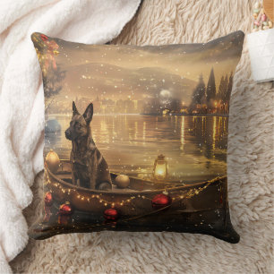 Cojín Decorativo Viaje Festivo de Navidad del Malinoi Belga