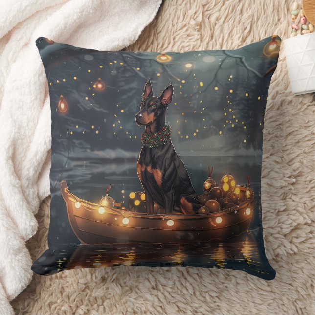 Cojín Decorativo Viaje festivo de Navidades Doberman (Manta)