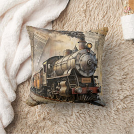Cojín Decorativo Viaje Retro de Tren de Vapor Personalizado Vintage