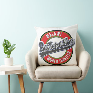 Cojín Decorativo viajero del mundo mochilero de Malawi