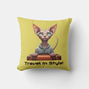 Cojín Decorativo Viajero Gato Adorable – Regalo para Amantes de Gat