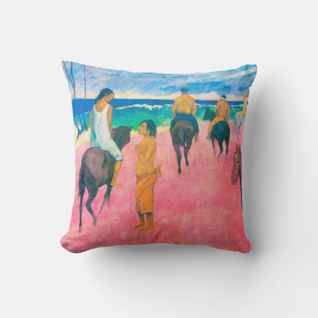 Cojín Decorativo Viajeros en la playa, Gauguin (Anverso)