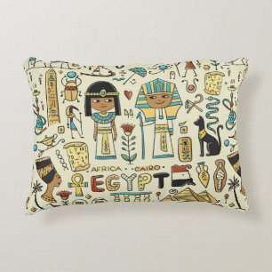 Cojín Decorativo Viajes a Egipto. Patrón transparente