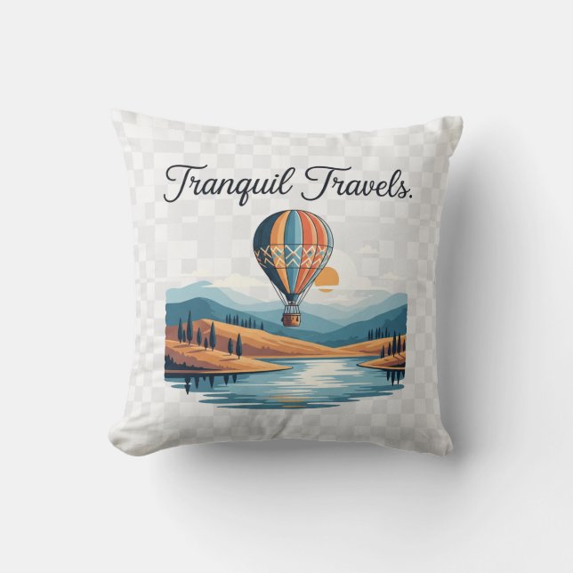 Cojín Decorativo Viajes Tranquilos. (Anverso)
