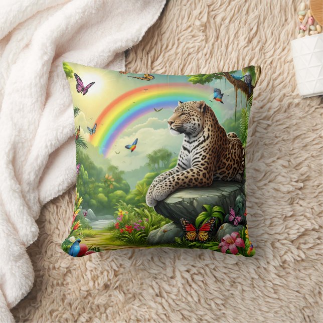 Cojín Decorativo Vibe leopardo: Descanso de la jungla artística (Manta)