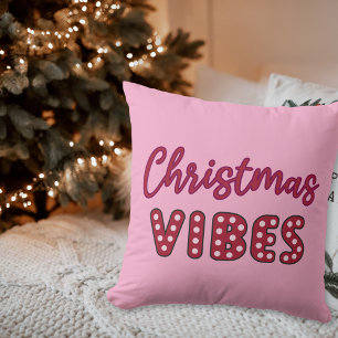 Cojín Decorativo Vibes de Navidades retro rosados