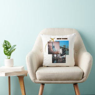 Cojín Decorativo Vibes de Nueva York - Collage de viajes urbanos