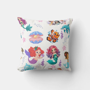 Cojín Decorativo Vibes de sirenas: Patrón de amigos submarinos
