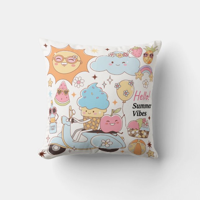 Cojín Decorativo Vibes de verano de Pastel (Anverso)