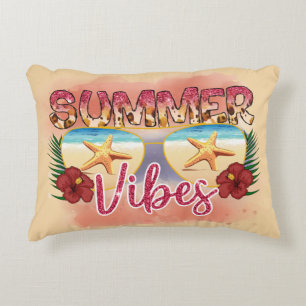 Cojín Decorativo Vibes de verano   Diseño de gafas de sol en la pla