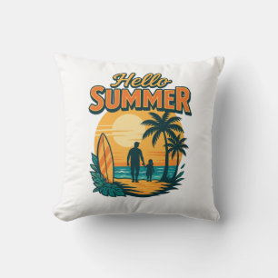 Cojín Decorativo Vibes de verano retro - La vida es mejor en la pla