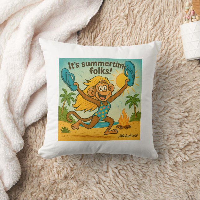 Cojín Decorativo Vibes en verano: Mono con Flipflops (Manta)