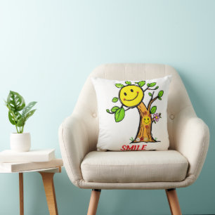Cojín Decorativo Vibes positivas del "árbol de sonrisas"
