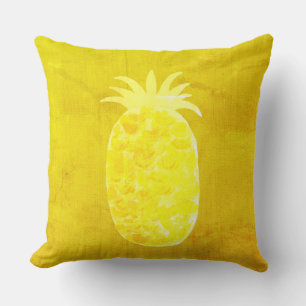 Cojín Decorativo 'Vibra de Isla de Piña Dorada Brillante