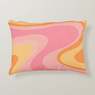 Cojín Decorativo Vibra Retro Abstracta Remolino 60s 70s Rosa y Nara