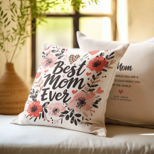 Cojín Decorativo Vibraciones Boho Flores Bonitas 'Mejor Mamá del Mu