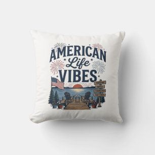 Cojín Decorativo Vibraciones de la vida americana Camiseta vectoria