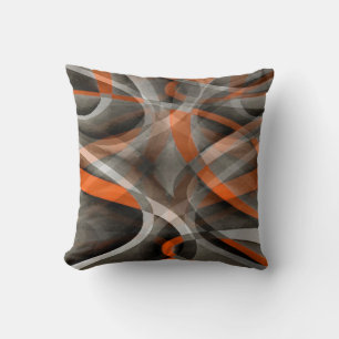 Cojín Decorativo Vibraciones de los ochenta Naranja quemado y gris 