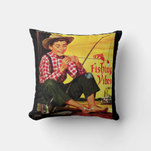 Cojín Decorativo Vibraciones de Pesca Vintage con Aventura de Pesca