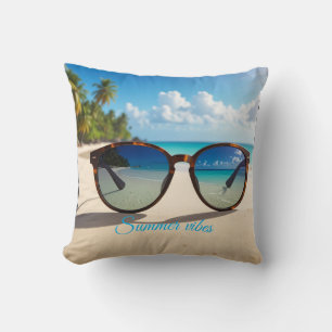 Cojín Decorativo Vibraciones de verano texto personalizado