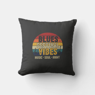 Cojín Decorativo Vibraciones del Festival de Blues Música Vintage A