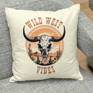 Cojín Decorativo Vibraciones del Salvaje Oeste Cráneo de Vaca