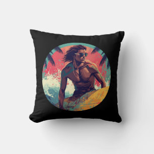 Cojín Decorativo Vibraciones Modernas de Verano de Surf Nombre Pers