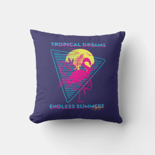Cojín Decorativo Vibraciones Retro Flamingo Atardecer Synthwave
