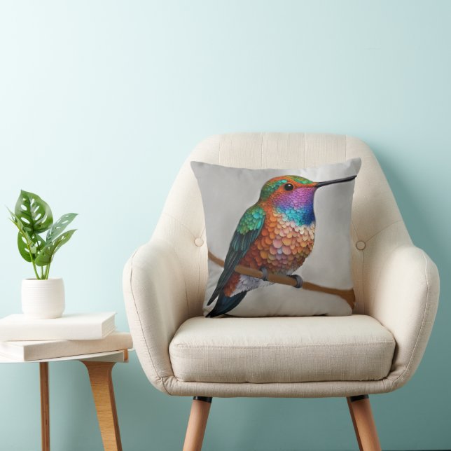 Cojín Decorativo Vibrant Allen’s Hummingbird Painting (Silla)