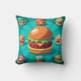 Cojín Decorativo Vibrant Assortment of Colorful Cartoon Burgers
