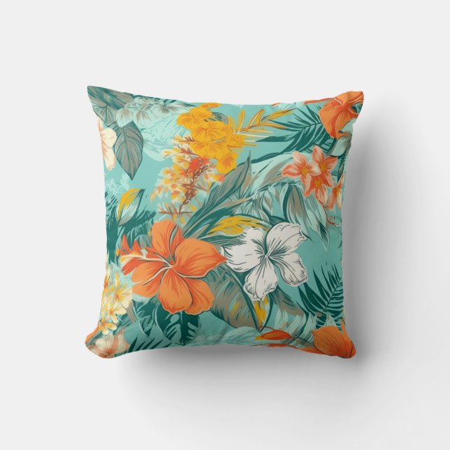 Cojín Decorativo Vibrant Beach Flower Floral Interior Pattern (Anverso)
