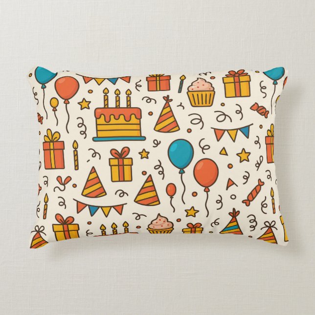 Cojín Decorativo Vibrant Birthday Party Seamless Pattern (Anverso)