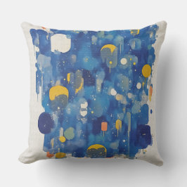 Cojín Decorativo Vibrant Blue Gold Abstract Geometric Drip