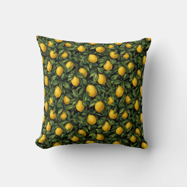 Cojín Decorativo Vibrant Lemon Citrus Tree Pattern (Anverso)