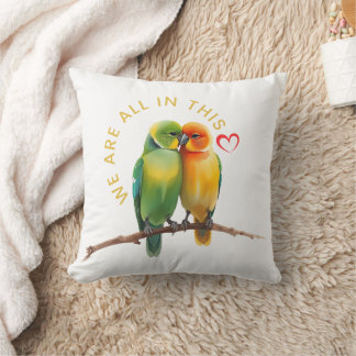 Cojín Decorativo Vibrant Lovebirds & Hearts Watercolor Illustration