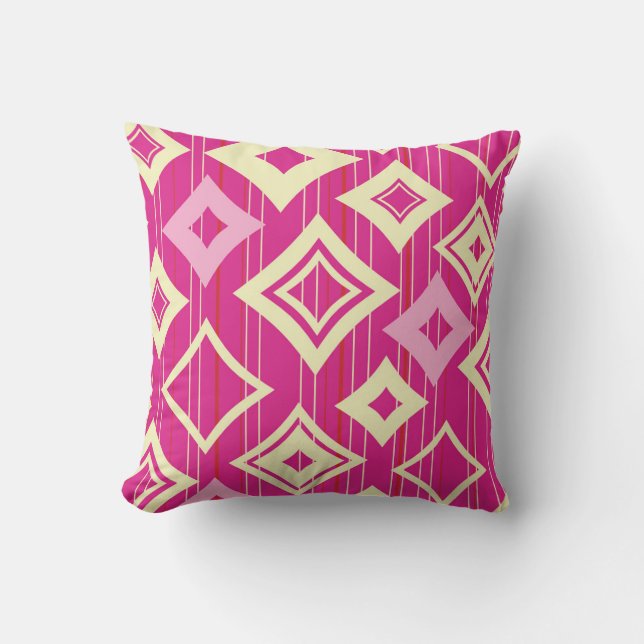Cojín Decorativo “Vibrant Pink & Yellow Throw Pillow (Anverso)