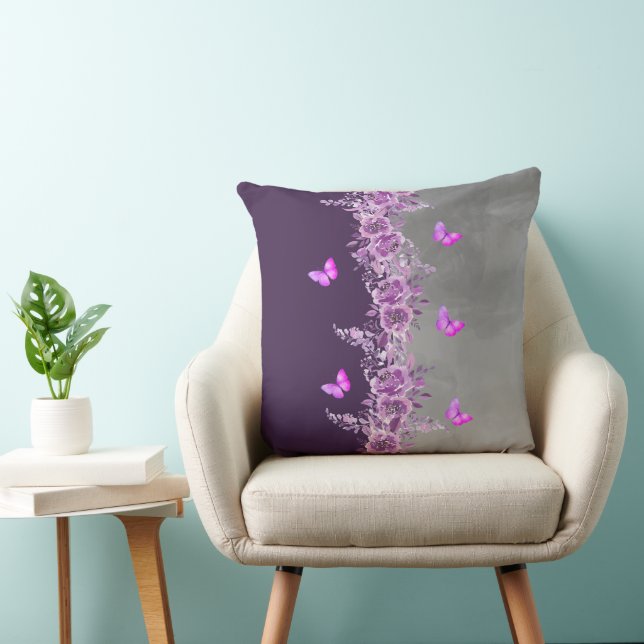 Cojín Decorativo Vibrant Purple Butterfly Garden Pillow (Silla)