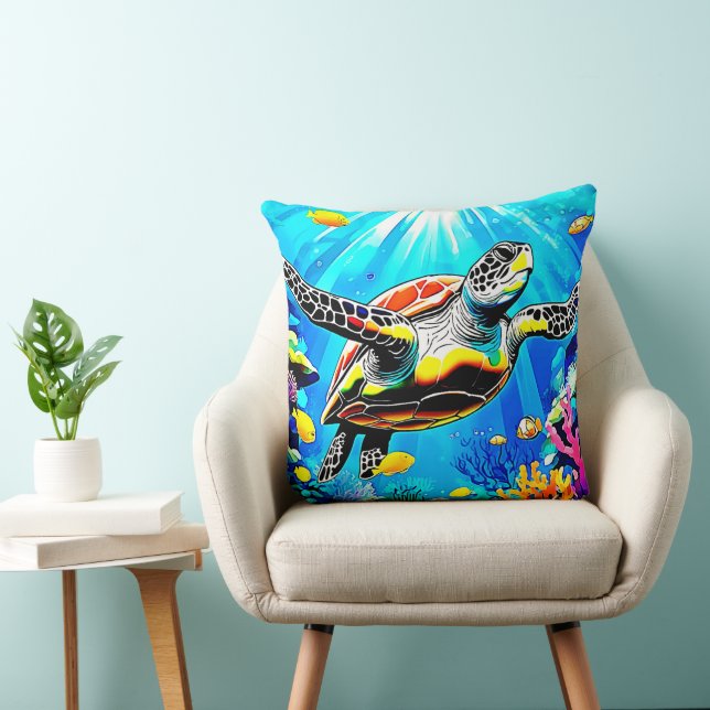 Cojín Decorativo Vibrant Sea Turtle Dreamscape (Silla)
