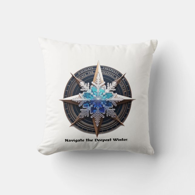 Cojín Decorativo Vibrant Snowflake T-Shirt, Compass Metallic Art (Anverso)