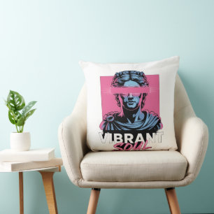 Cojín Decorativo VIBRANT SOUL   Estatua griega de vaporwave estétic
