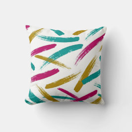 Cojín Decorativo Vibrant Strokes,Teal, Magenta & Mustard pattern