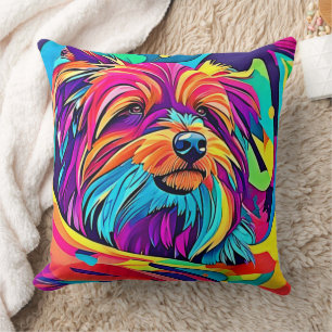 Cojín Decorativo Vibrant Yorkie Pop Art
