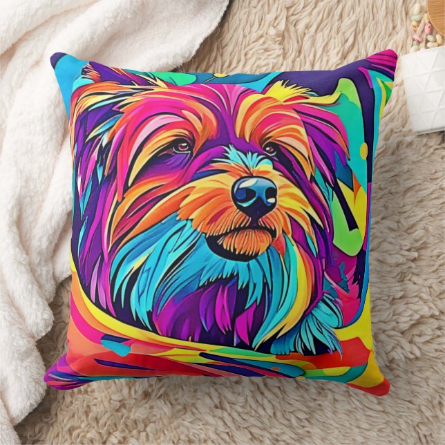 Cojín Decorativo Vibrant Yorkie Pop Art (Manta)